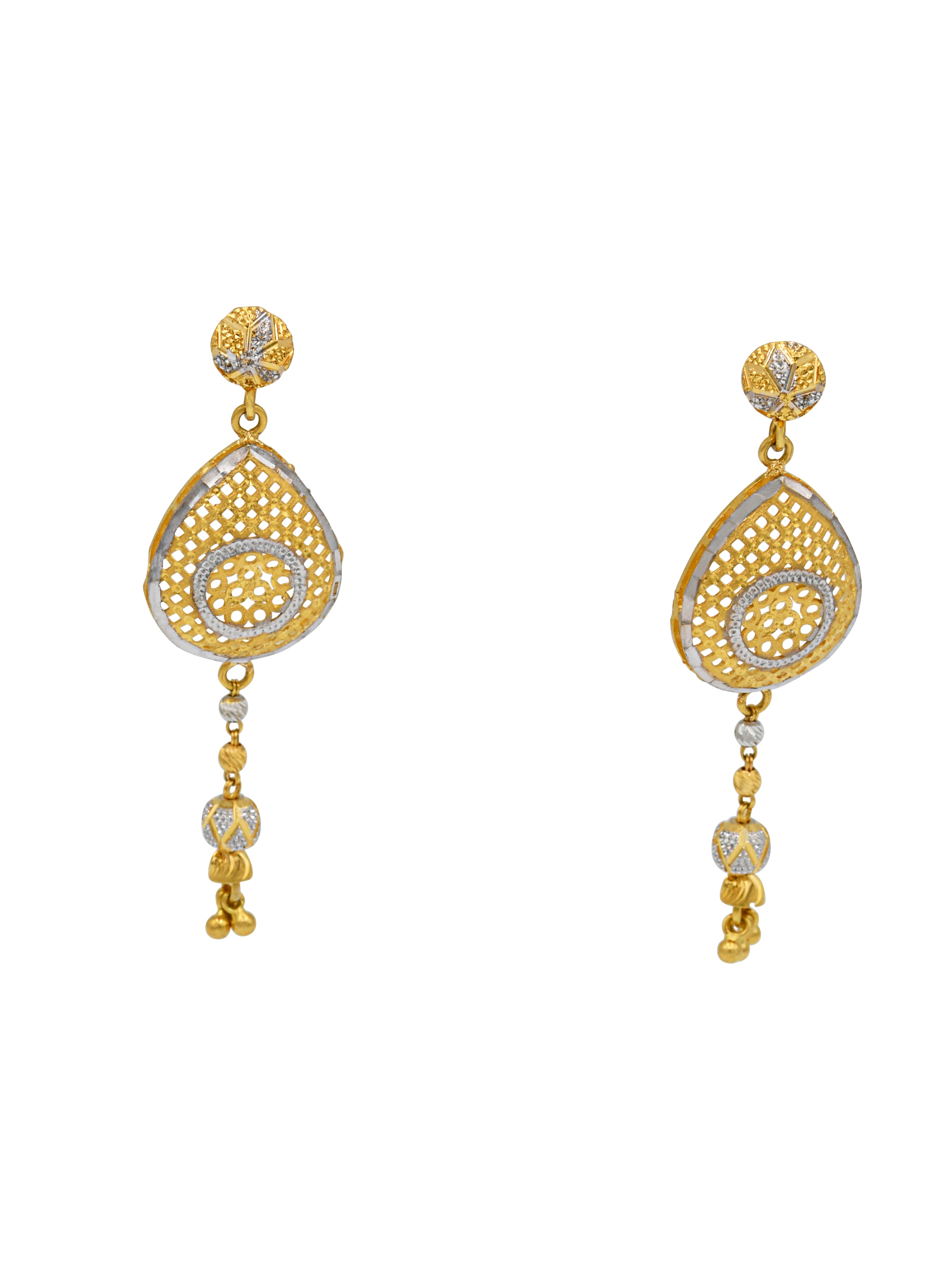 22ct Gold Two Tone Earrings - Roop Darshan