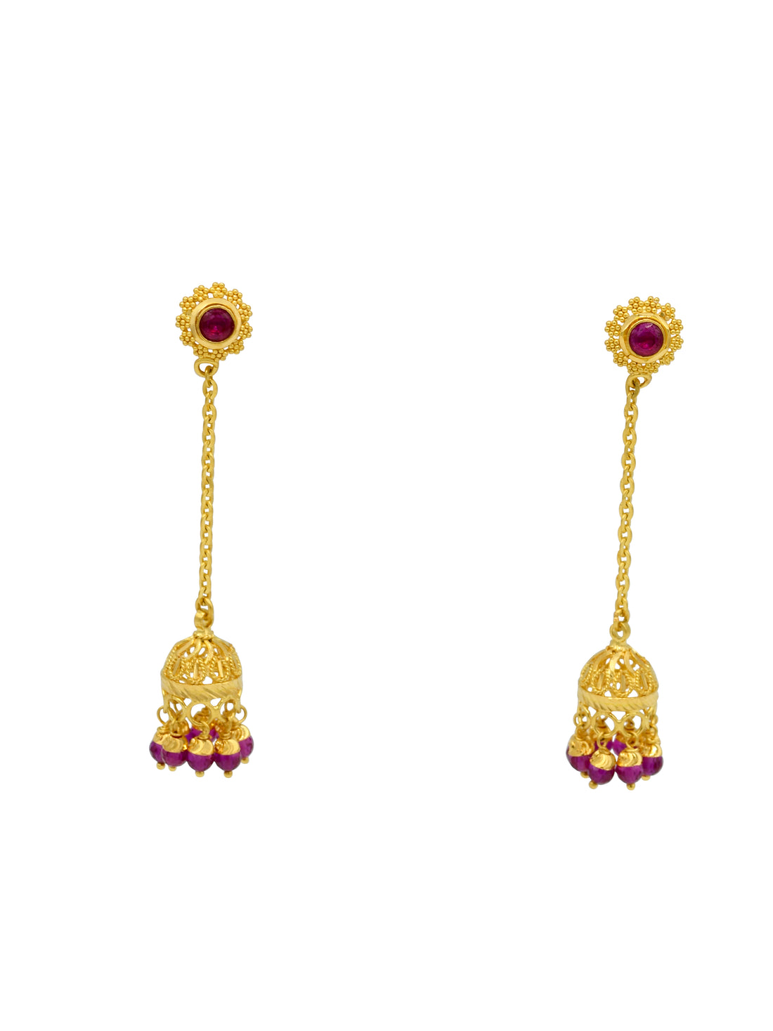 22ct Gold Pink Jhumki Earrings