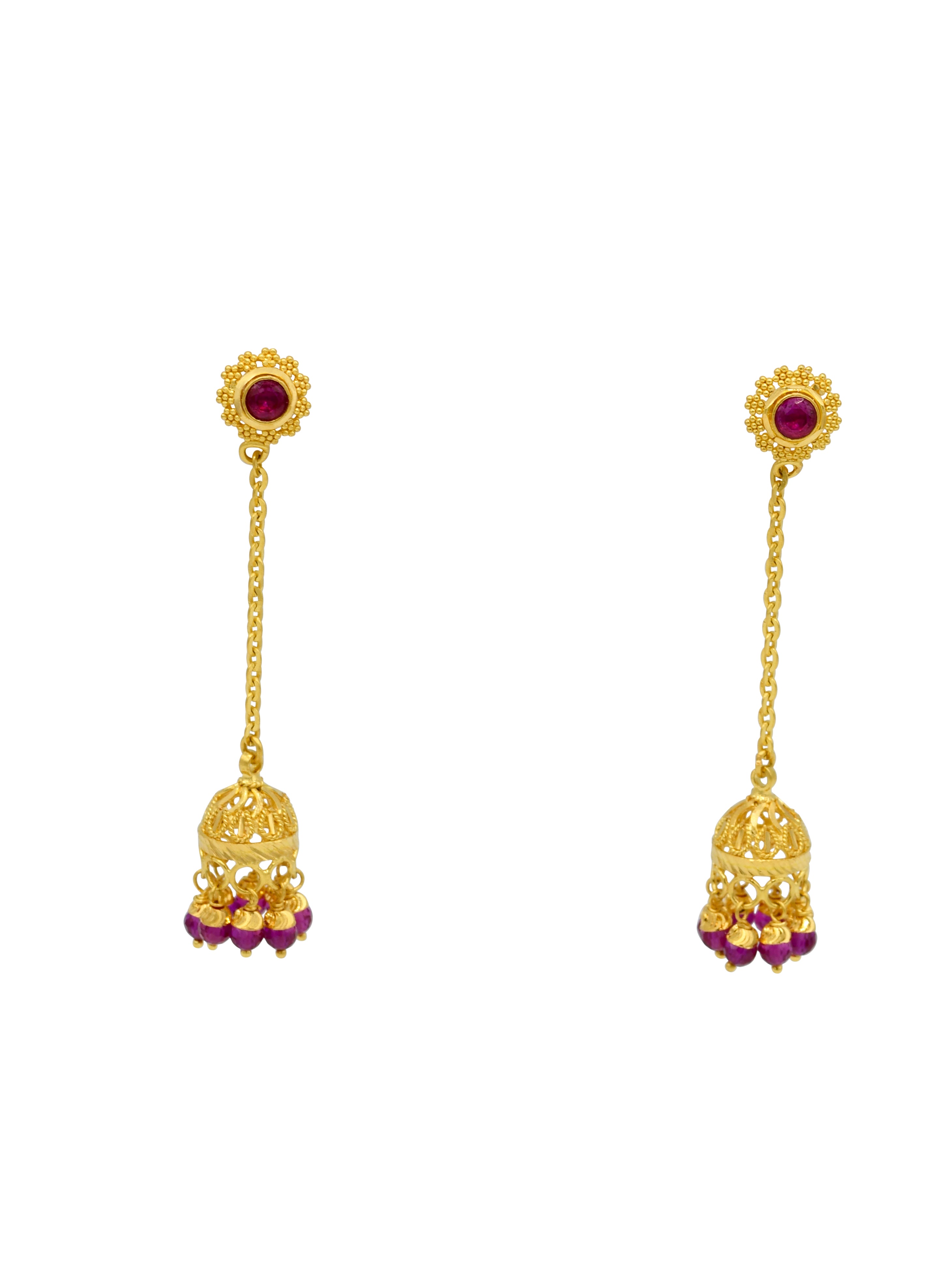 22ct Gold Pink Jhumki Earrings
