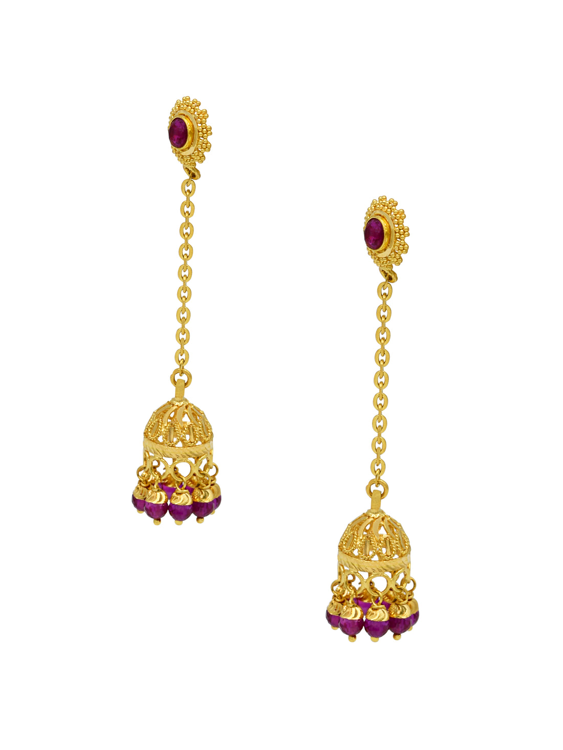 22ct Gold Pink Jhumki Earrings