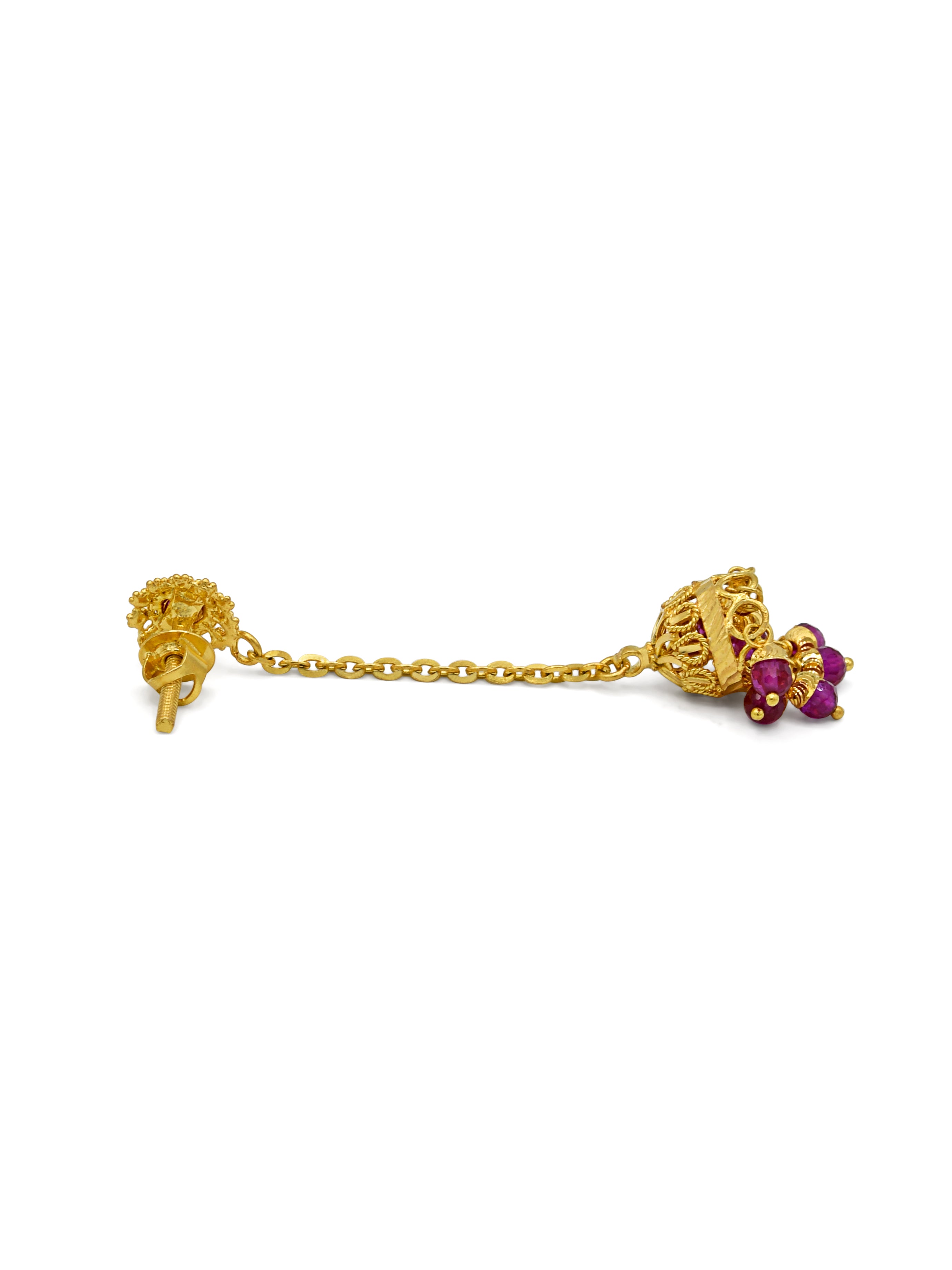 22ct Gold Pink Jhumki Earrings