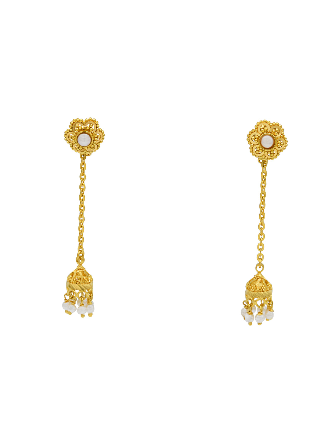 22ct Gold Pearl Jhumki Earrings