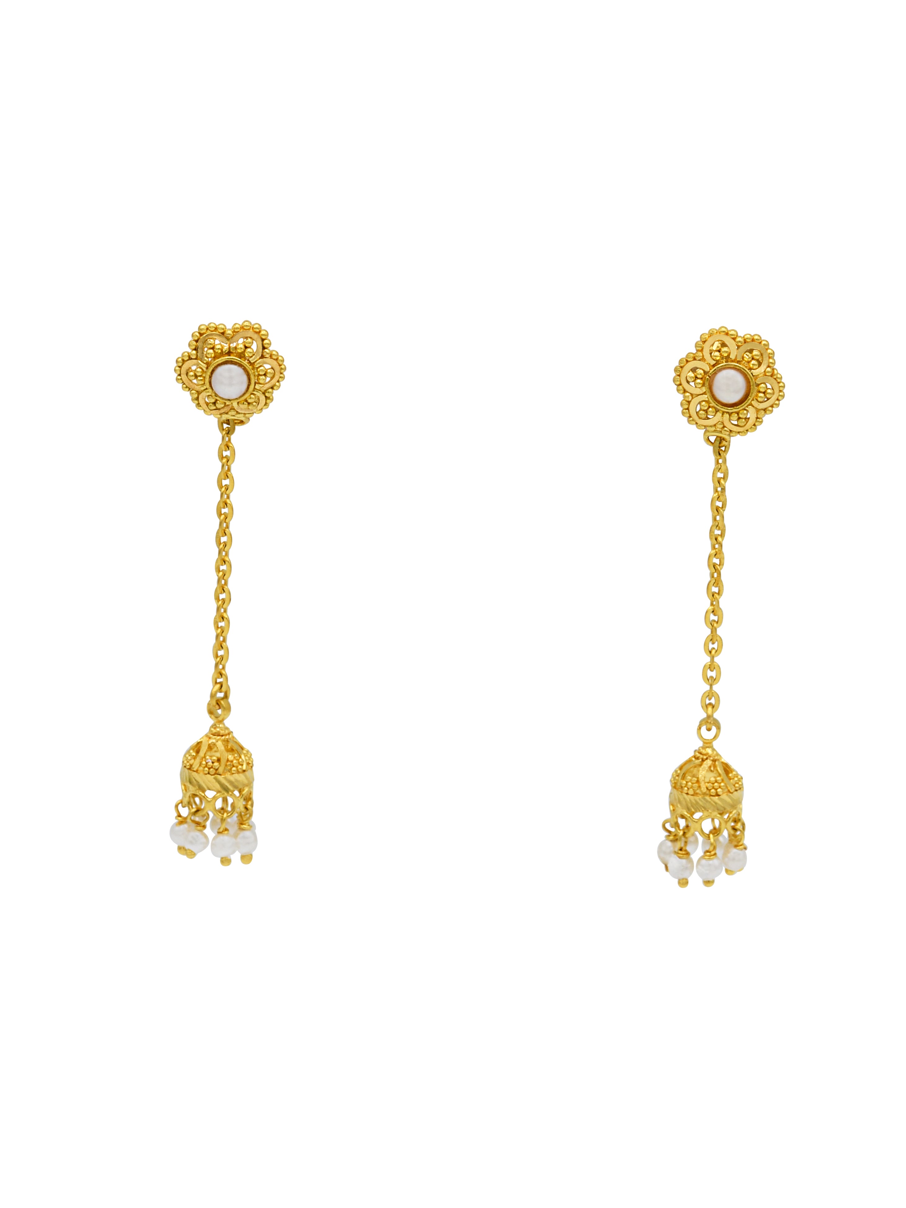 22ct Gold Pearl Jhumki Earrings