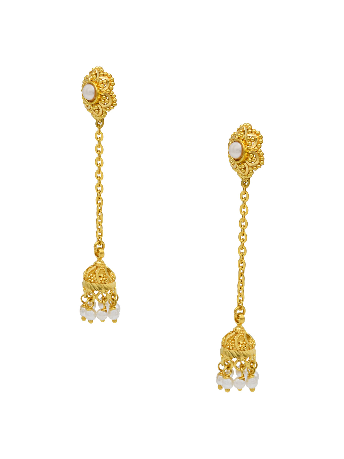 22ct Gold Pearl Jhumki Earrings