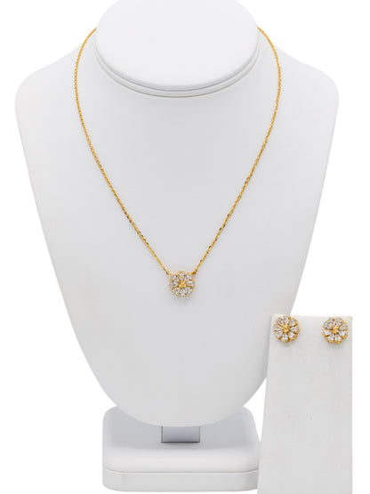 22ct Gold CZ Necklace Set - Roop Darshan