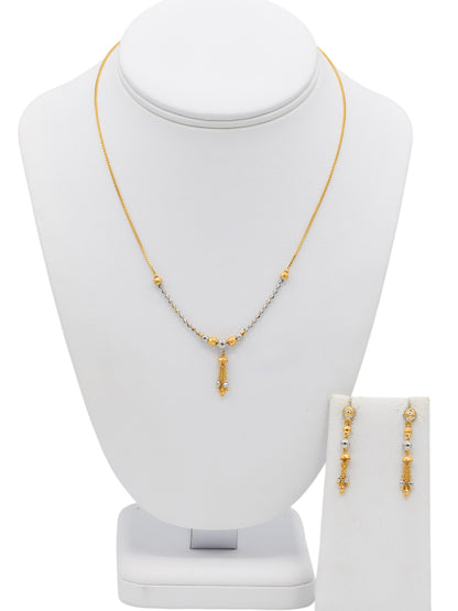 22ct Gold Two Tone Necklace Set - Roop Darshan