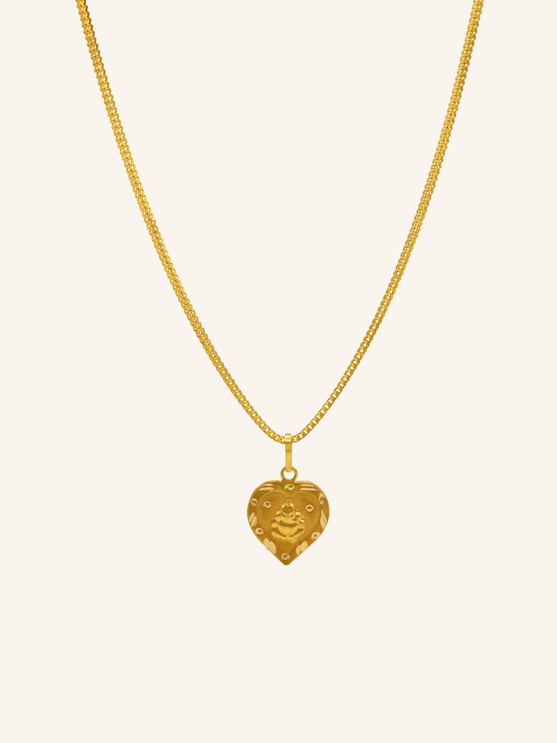 22ct Gold Ganesh Heart Pendant 0.47 GMS - Roop Darshan