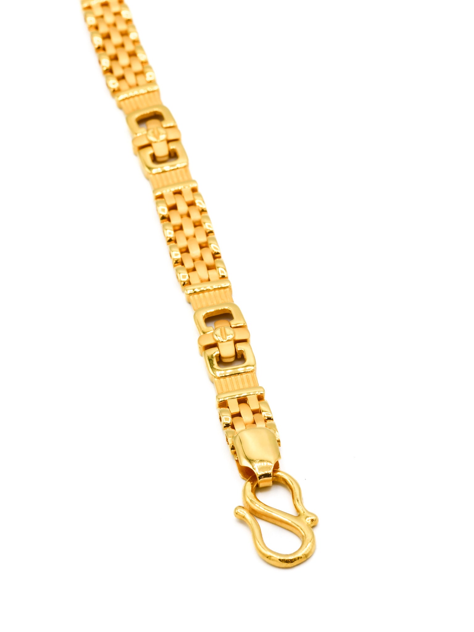 22 Carat Gold Black Stone Tiger Handcuff Bracelet