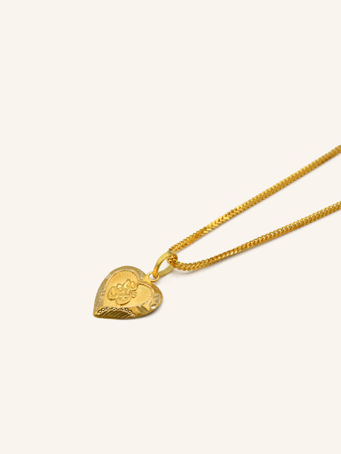 22ct Gold OM Trisul Heart Pendant 0.56 GMS - Roop Darshan