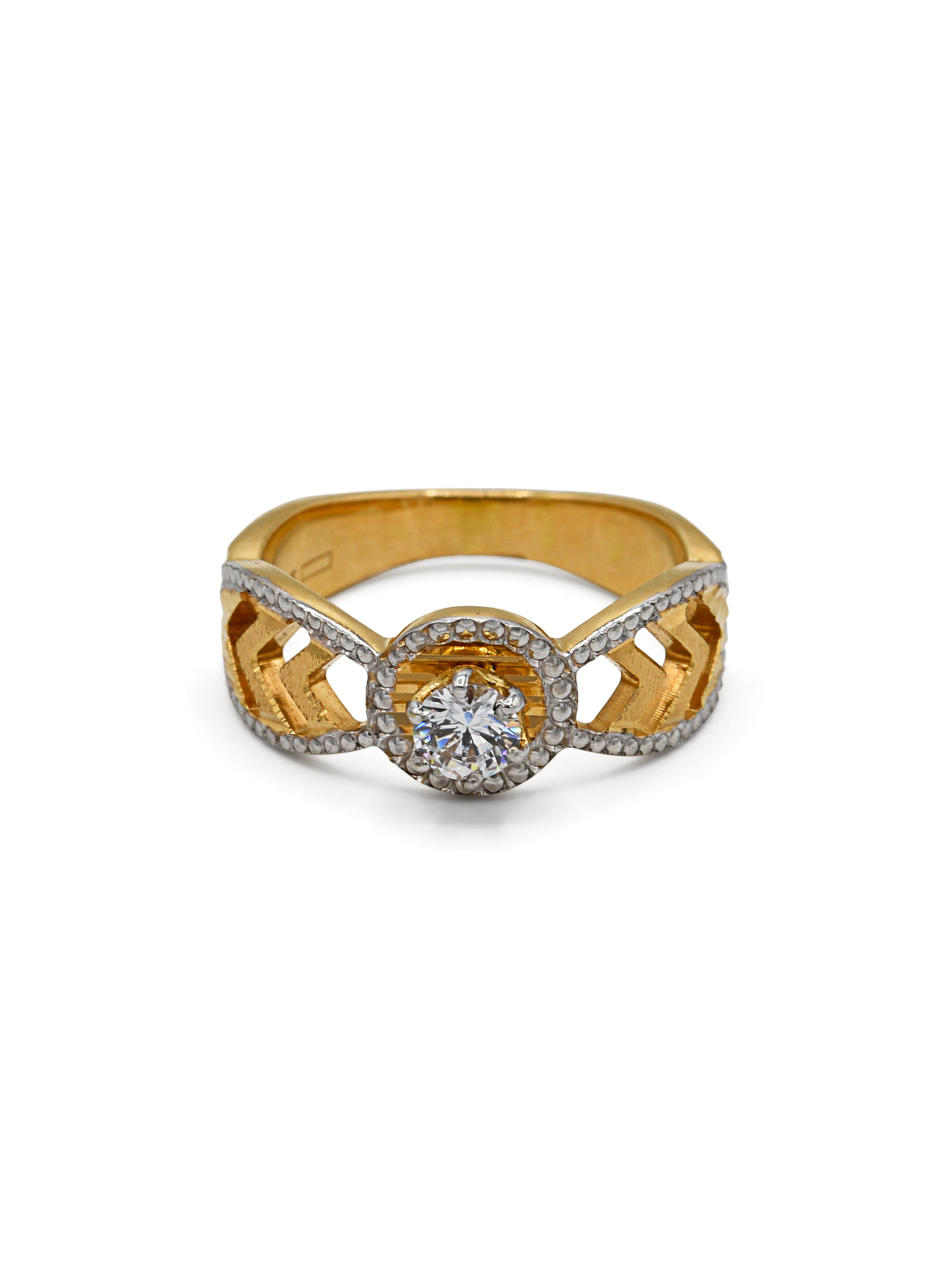 22ct Gold Two Tone CZ Ladies Ring - Roop Darshan