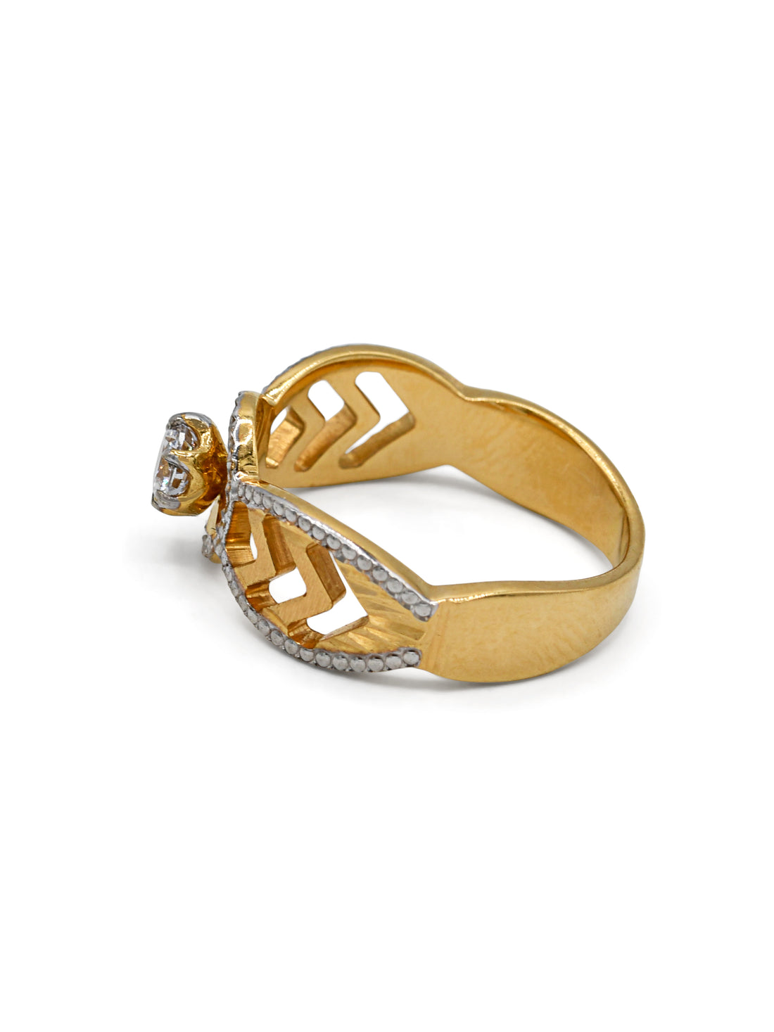 22ct Gold Two Tone CZ Ladies Ring