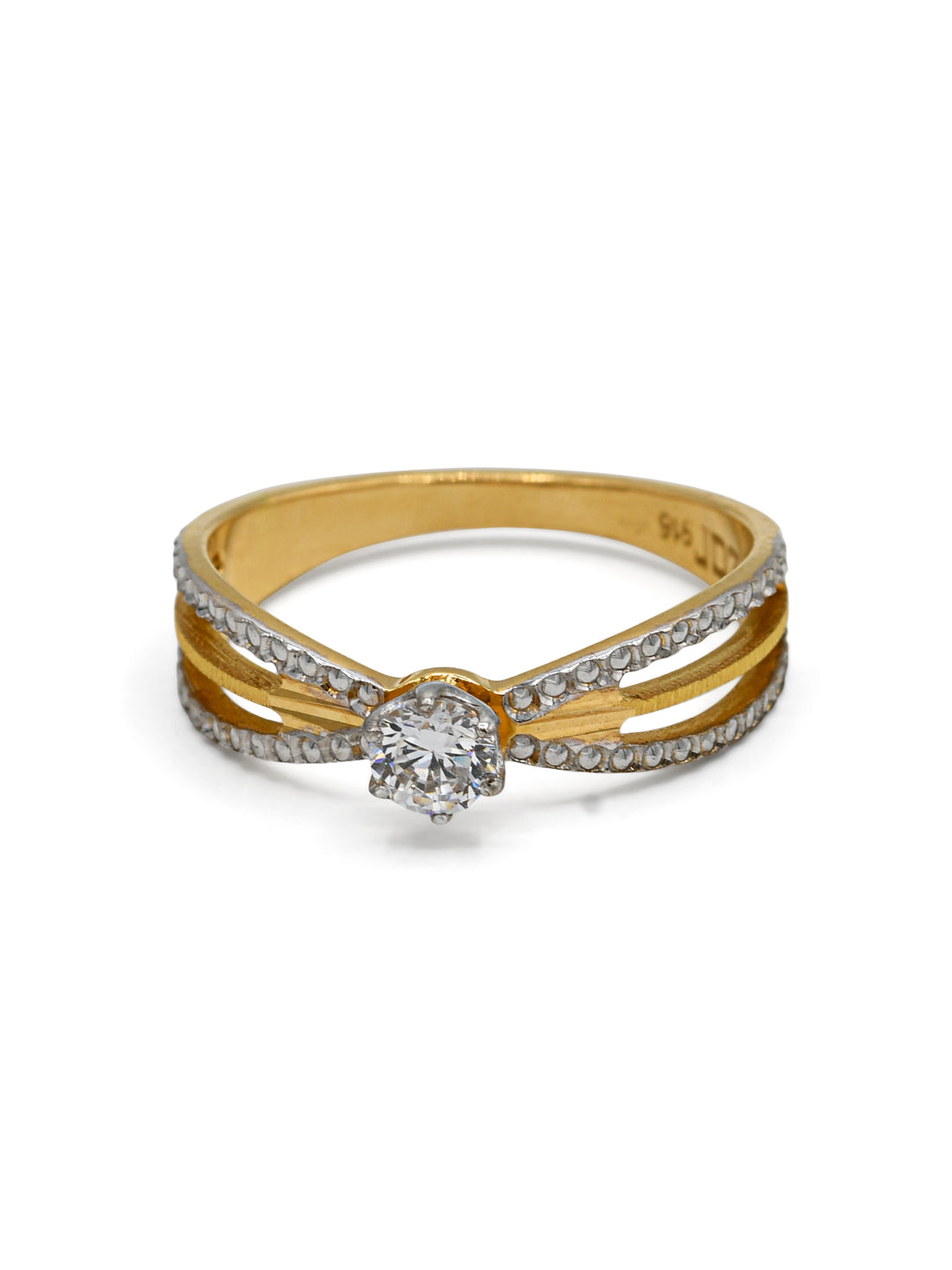 22ct Gold Two Tone CZ Ladies Ring