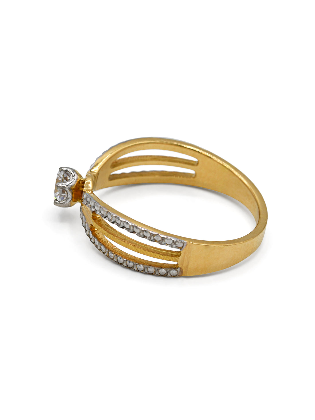 22ct Gold Two Tone CZ Ladies Ring
