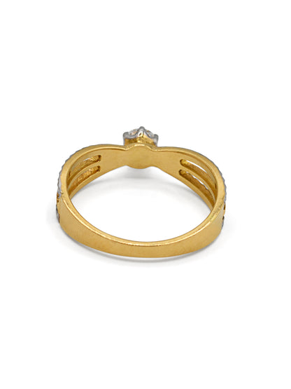 22ct Gold Two Tone CZ Ladies Ring