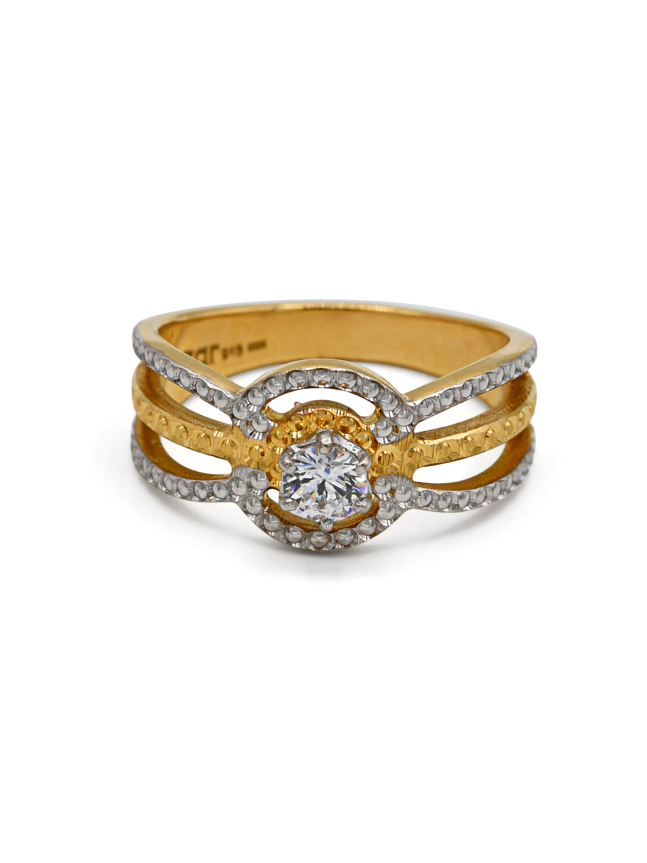 22ct Gold Two Tone CZ Ladies Ring - Roop Darshan