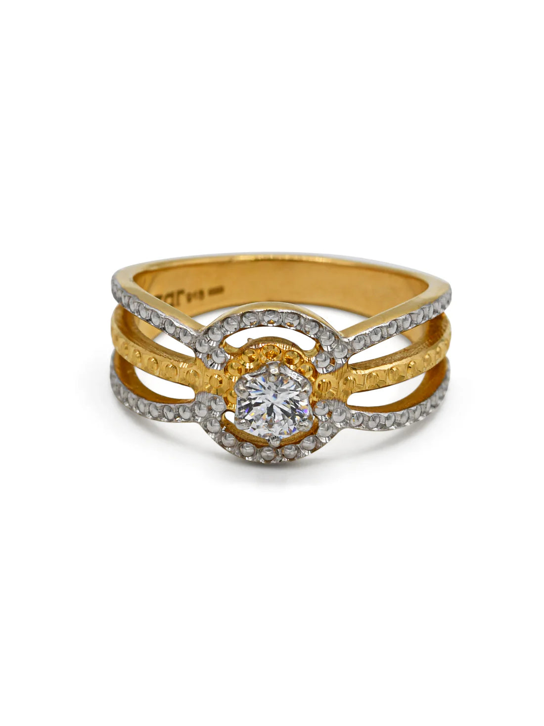 22ct Gold Two Tone CZ Ladies Ring