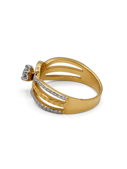 22ct Gold Two Tone CZ Ladies Ring