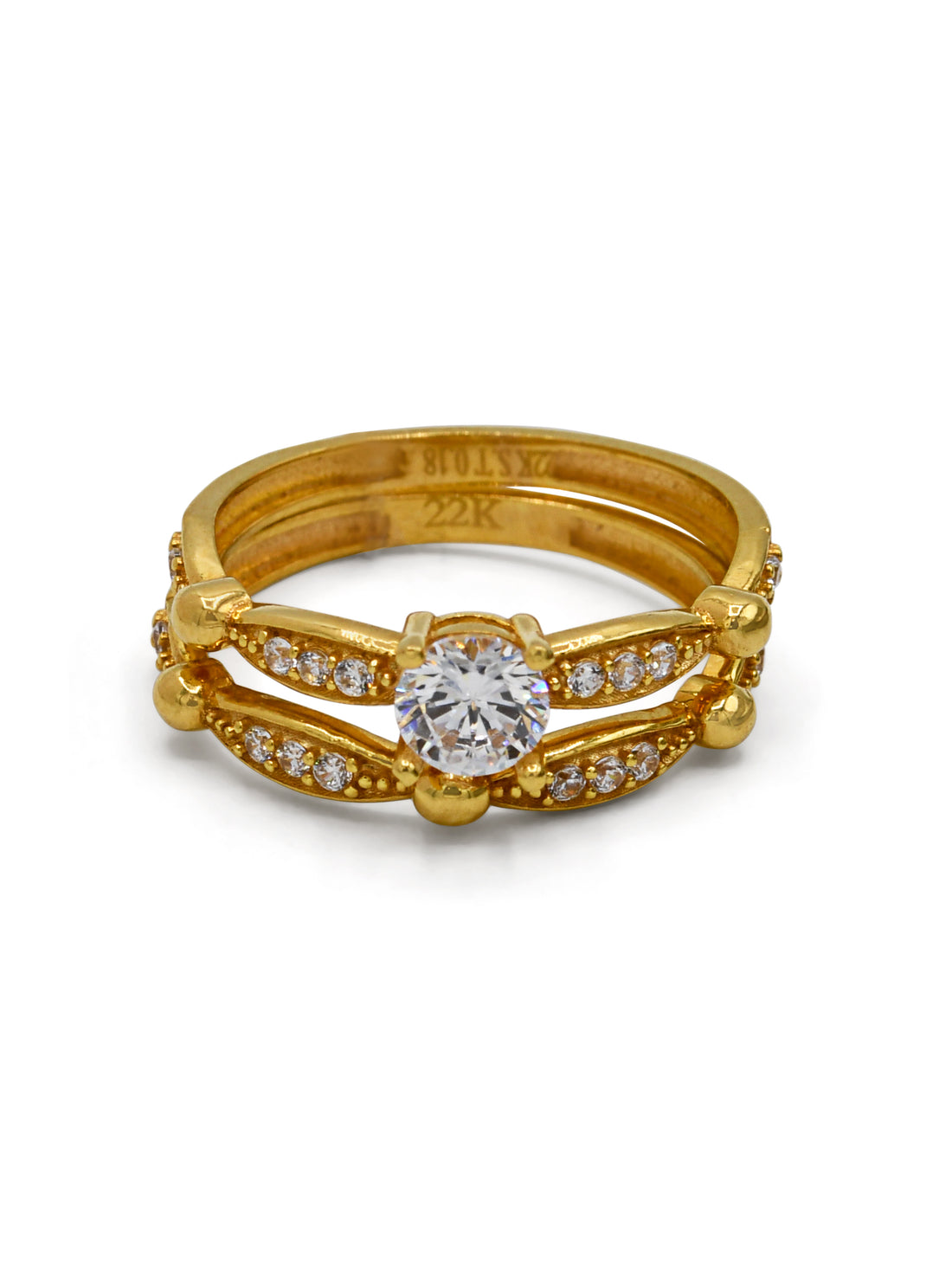 22ct Gold CZ 2 Piece Ladies Ring