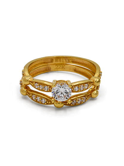 22ct Gold CZ 2 Piece Ladies Ring