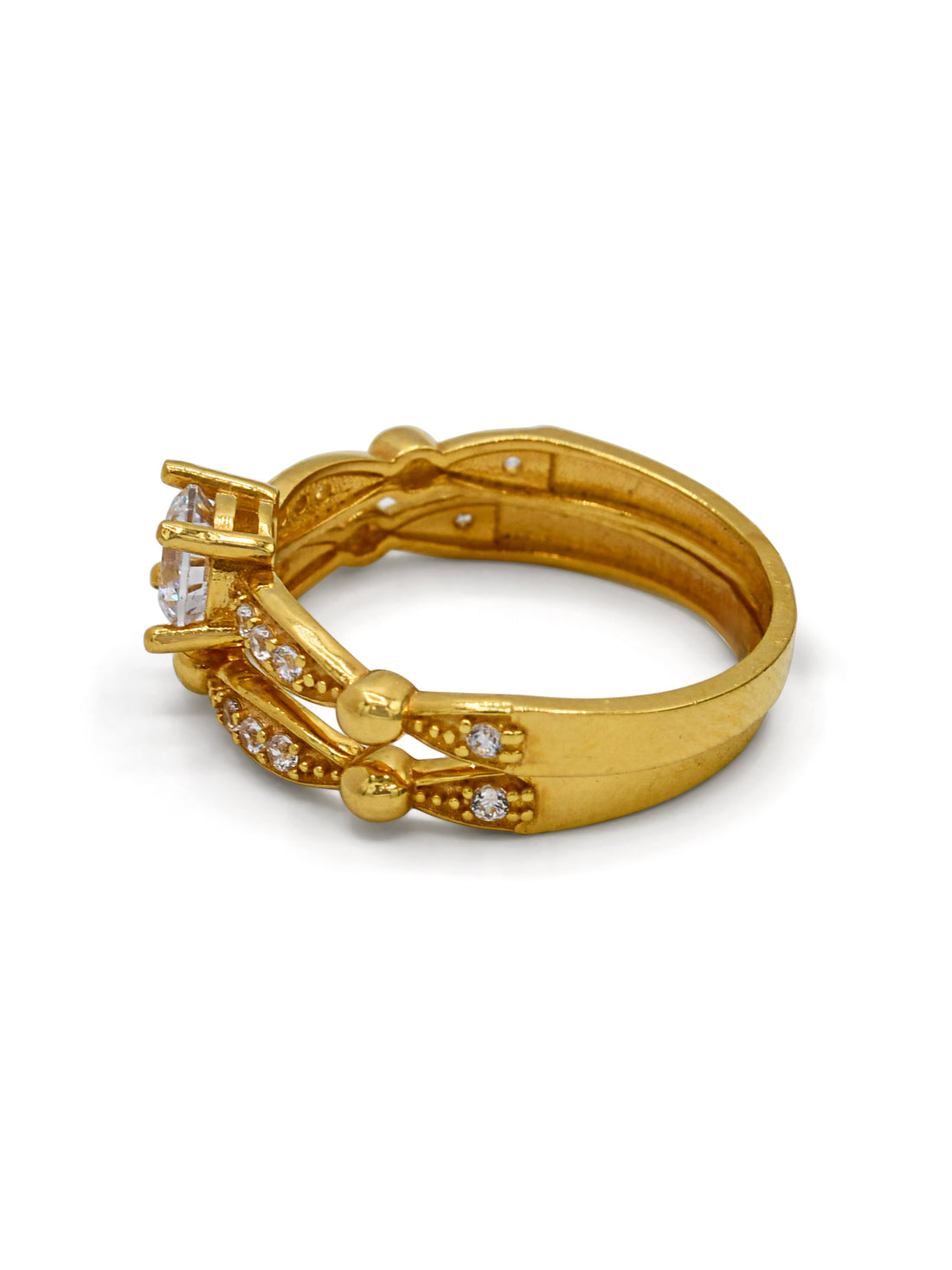 22ct Gold CZ 2 Piece Ladies Ring