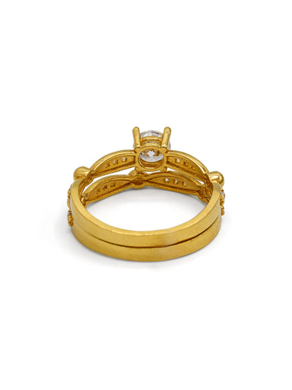 22ct Gold CZ 2 Piece Ladies Ring