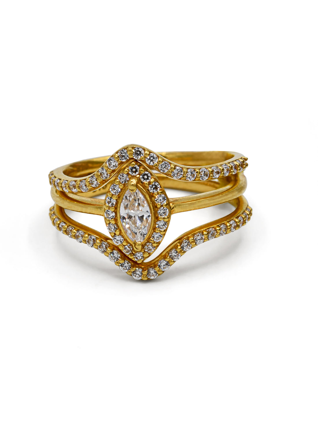 22ct Gold CZ Ladies Ring