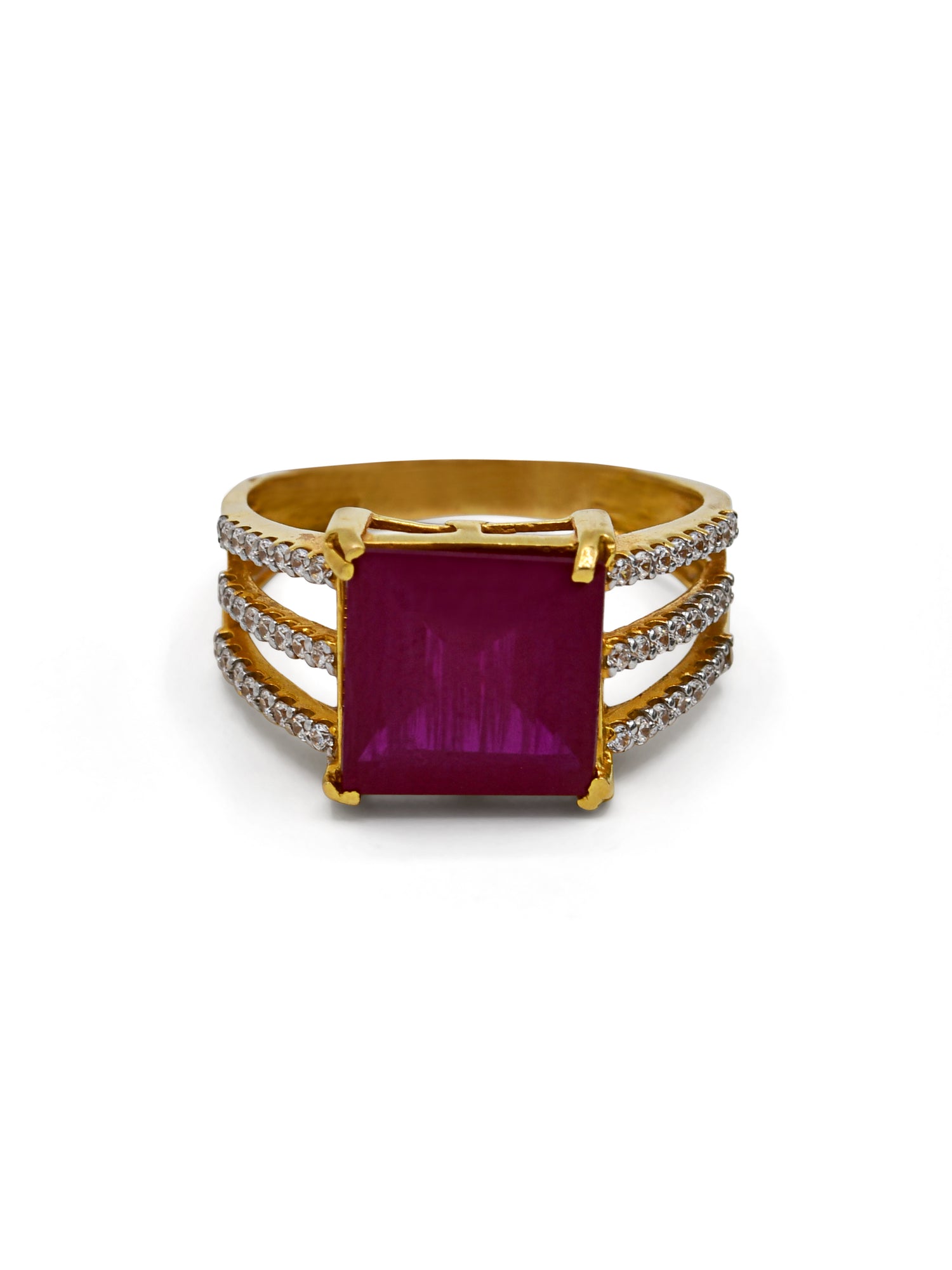 22ct Gold Pink CZ Ladies Ring