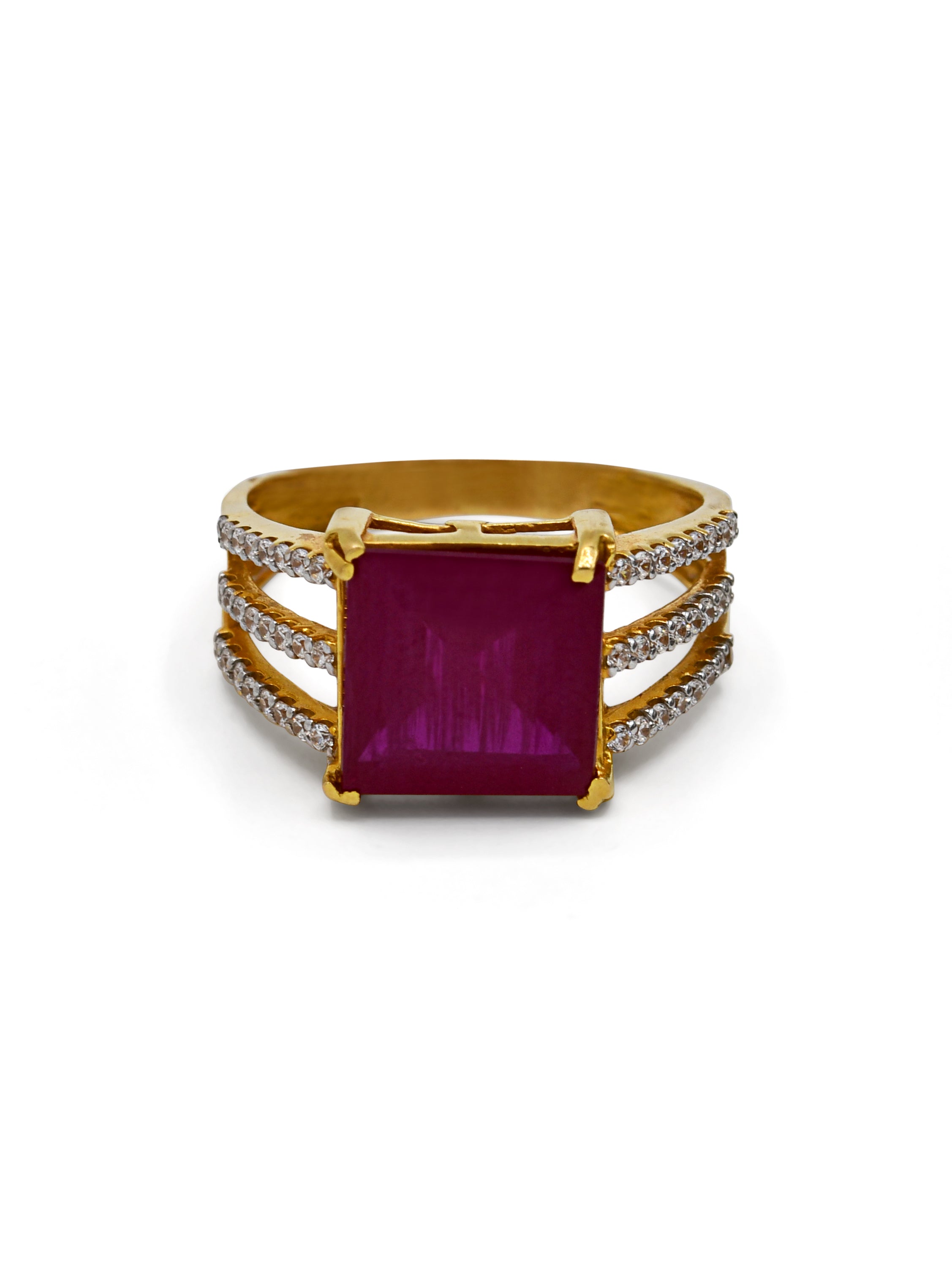 22ct Gold Pink CZ Ladies Ring - Roop Darshan