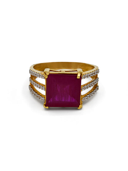 22ct Gold Pink CZ Ladies Ring