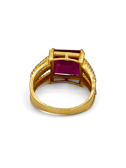 22ct Gold Pink CZ Ladies Ring