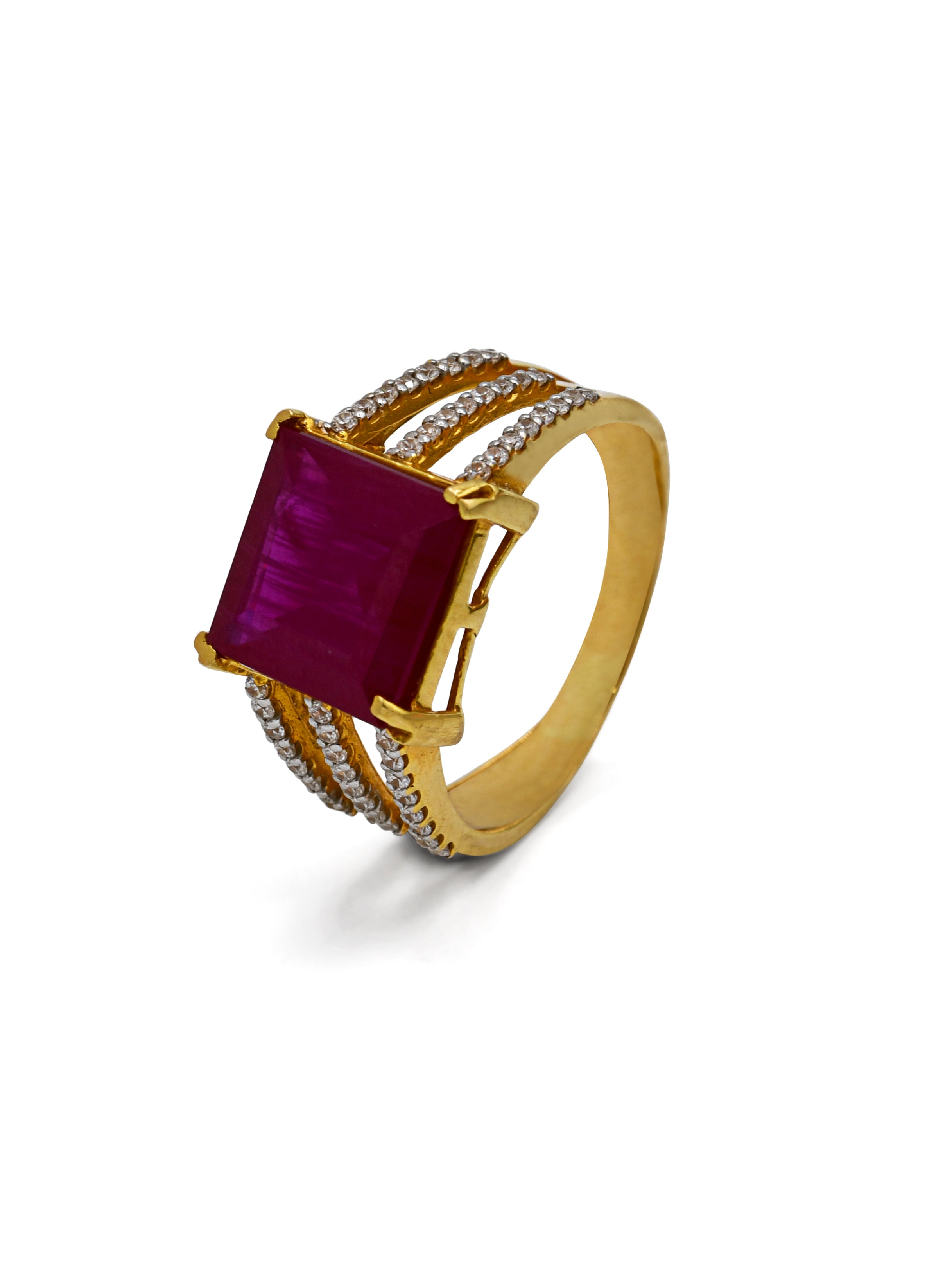 22ct Gold Pink CZ Ladies Ring - Roop Darshan