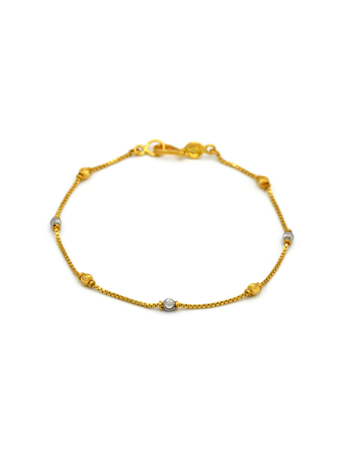 22ct Gold Two Tone Ball Ladies Bracelet