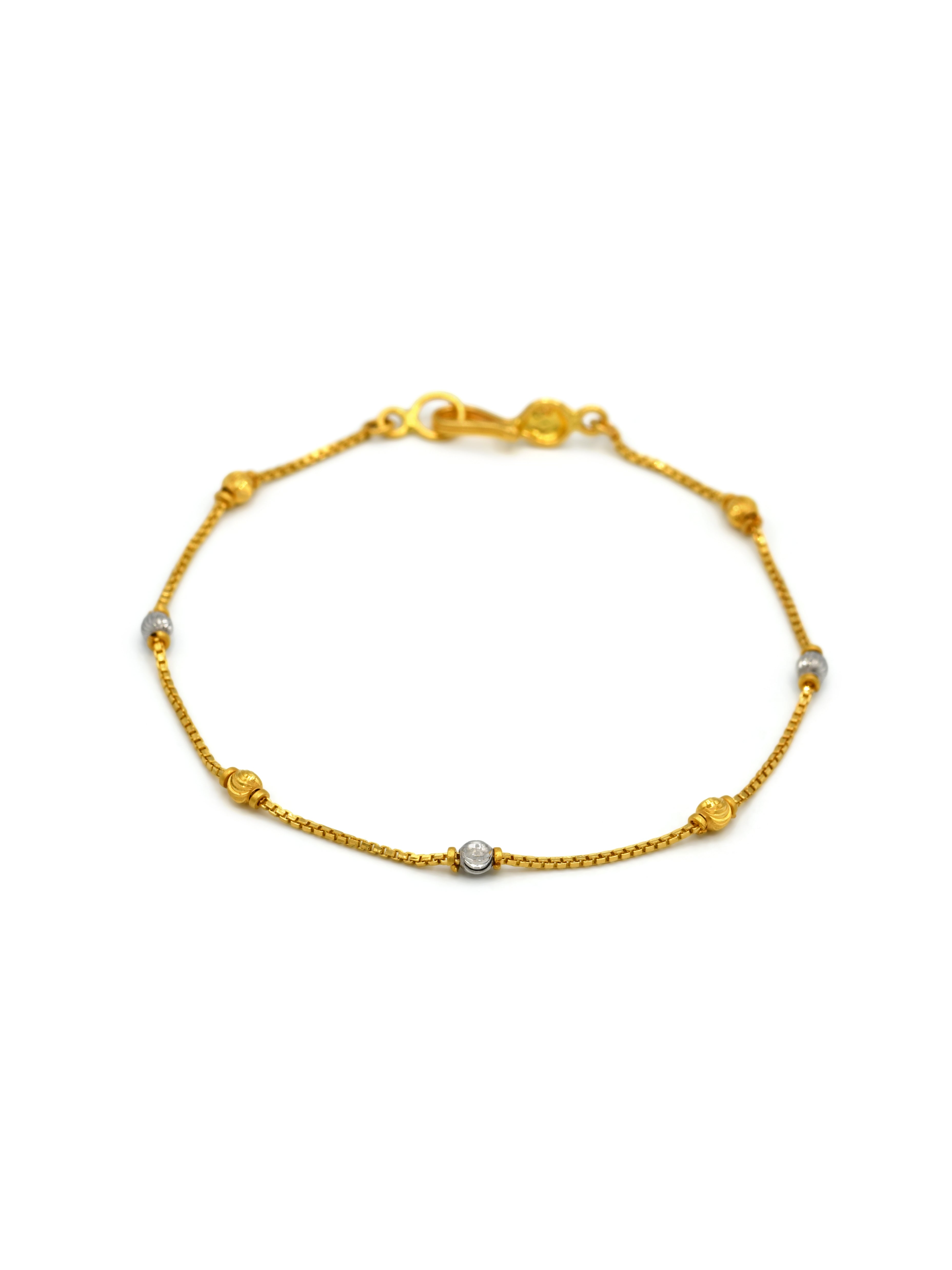 22ct Gold Two Tone Ball Ladies Bracelet