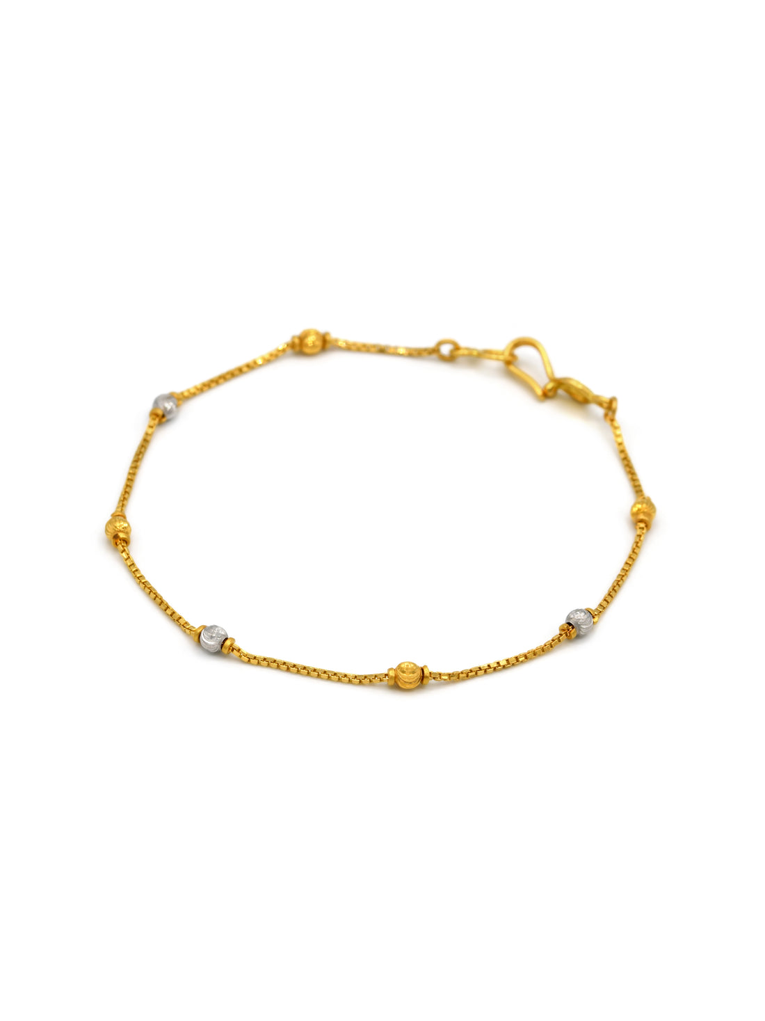 22ct Gold Two Tone Ball Ladies Bracelet
