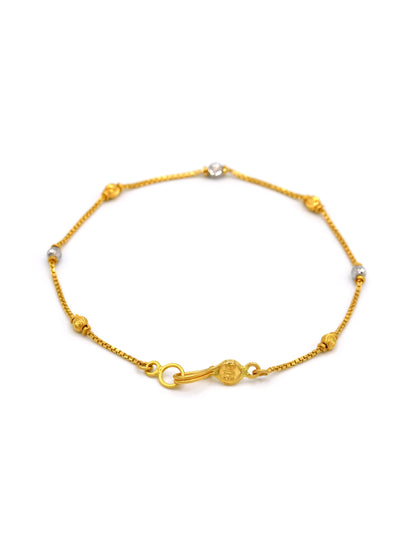 22ct Gold Two Tone Ball Ladies Bracelet