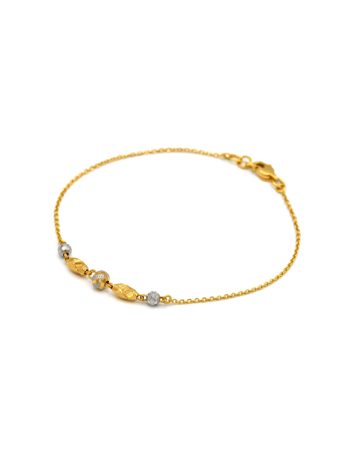 22ct Gold Two Tone Ball Ladies Bracelet