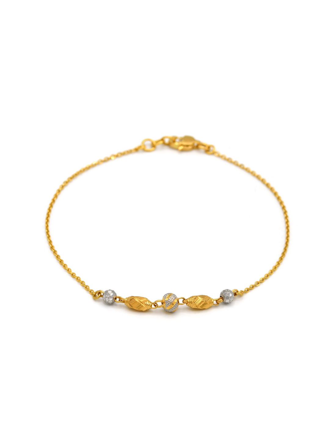 22ct Gold Two Tone Ball Ladies Bracelet