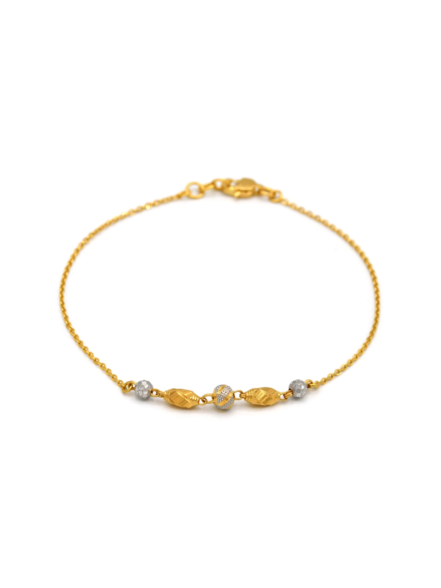 22ct Gold Two Tone Ball Ladies Bracelet
