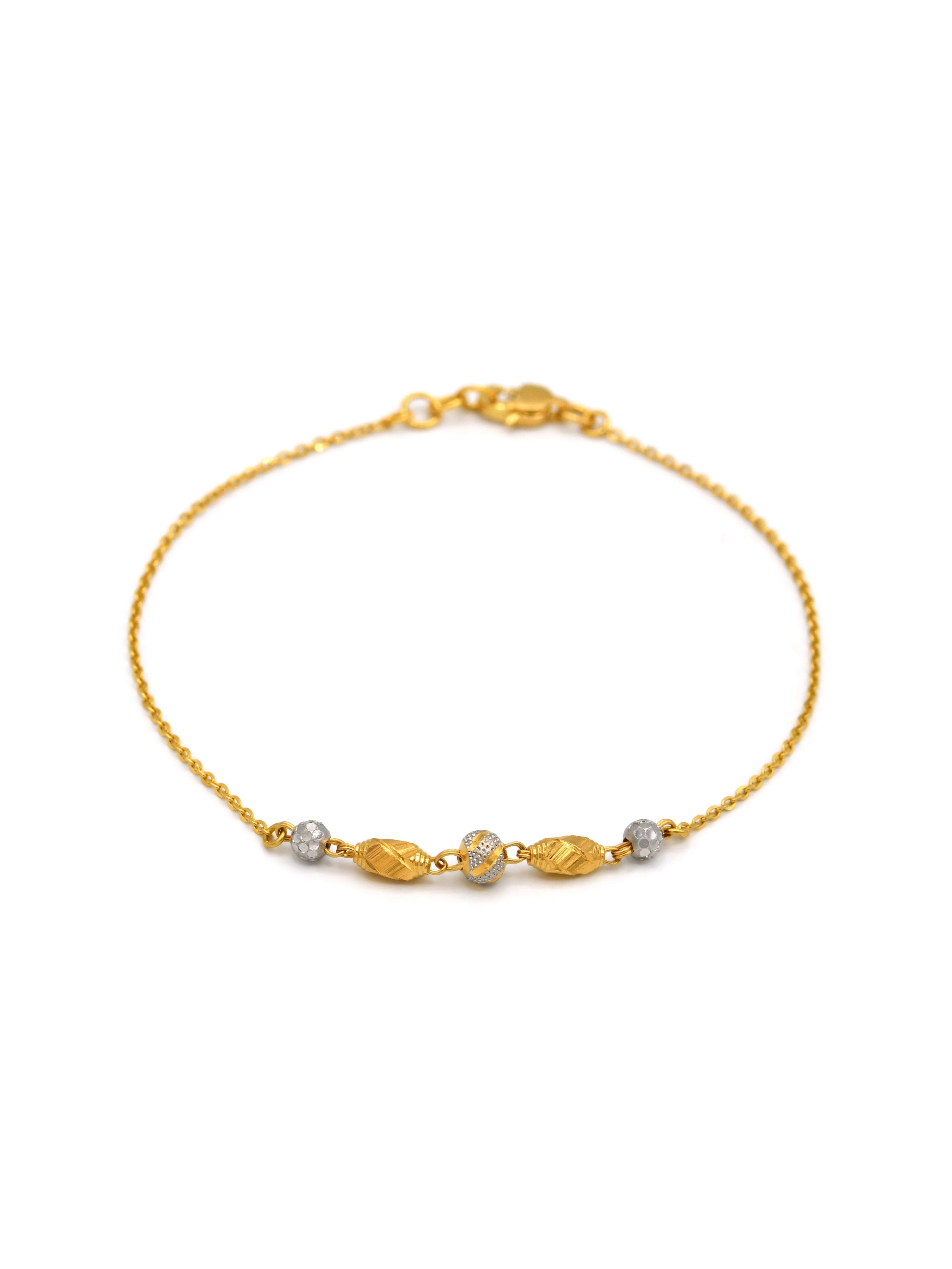 22ct Gold Two Tone Ball Ladies Bracelet