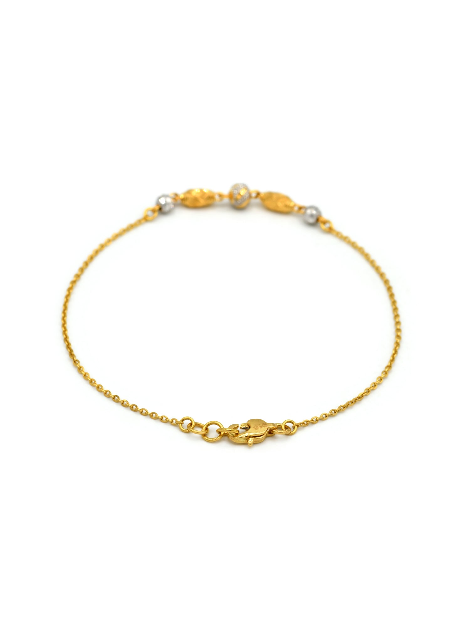 22ct Gold Two Tone Ball Ladies Bracelet