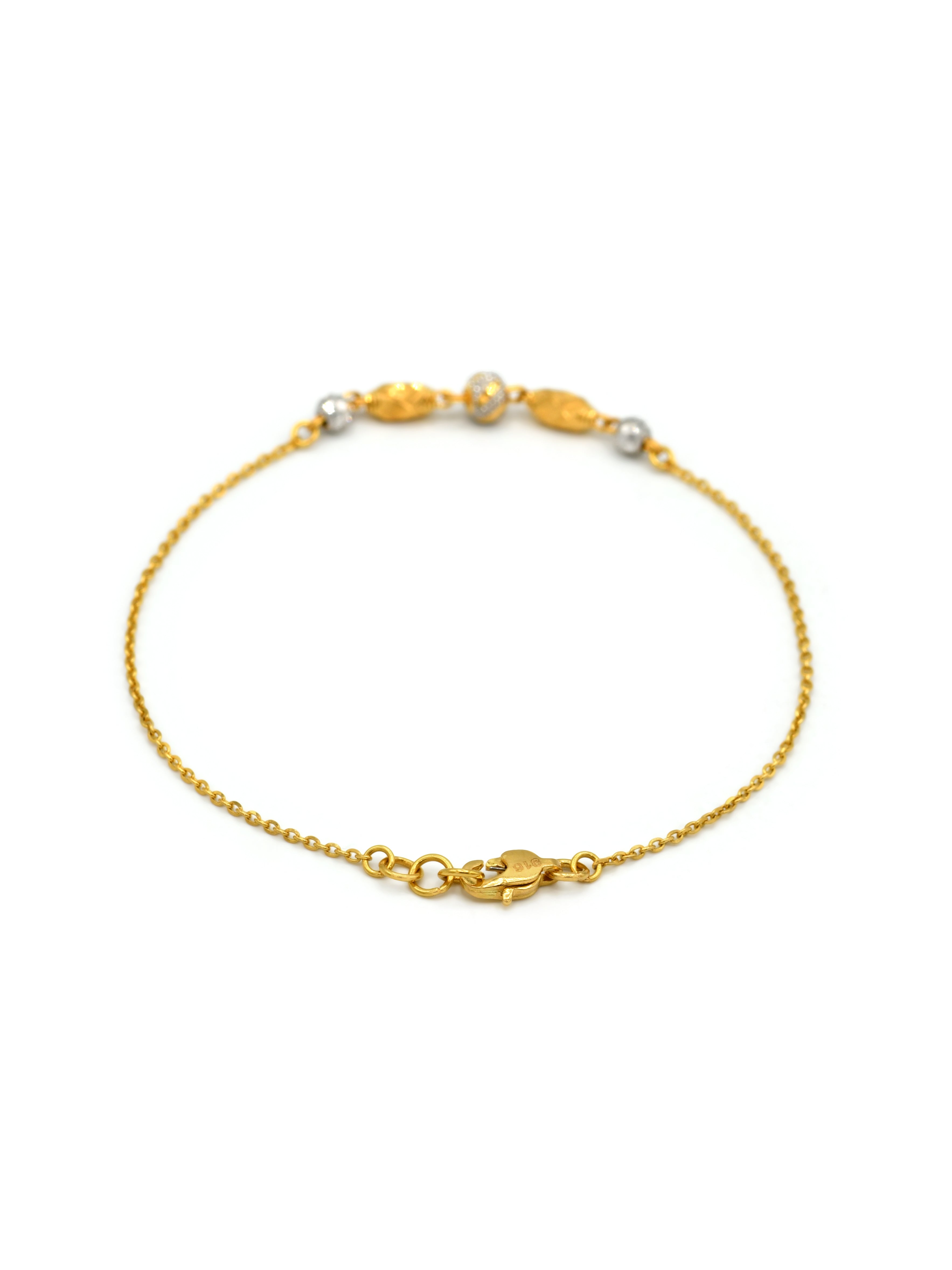 22ct Gold Two Tone Ball Ladies Bracelet