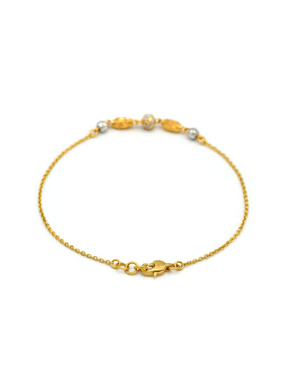 22ct Gold Two Tone Ball Ladies Bracelet