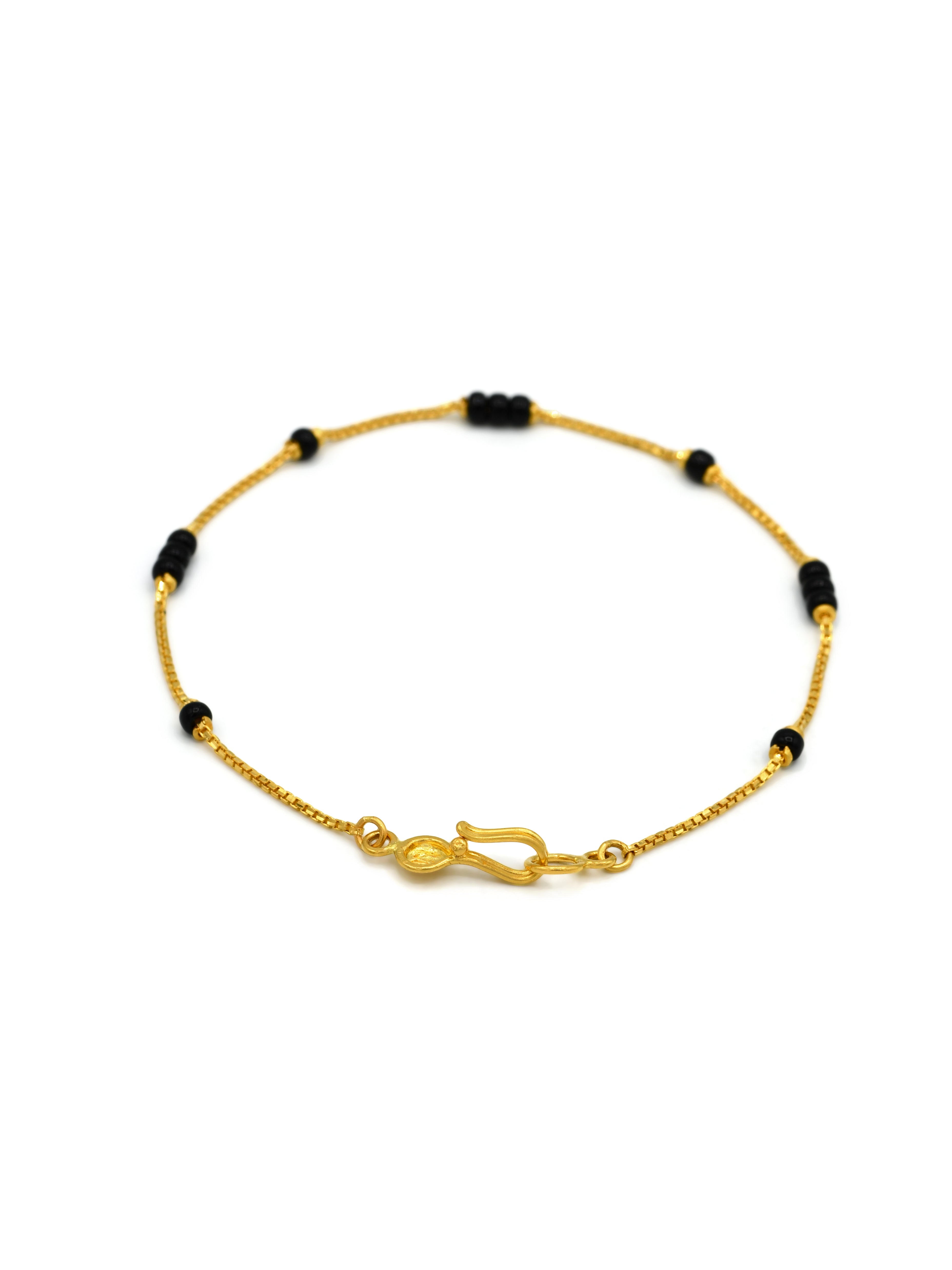 22ct Gold Black Beads Ladies Bracelet