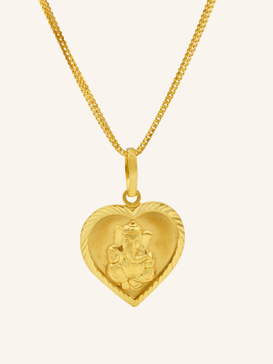22ct Gold Ganesha Heart Pendant - Roop Darshan