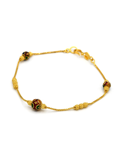 22ct Gold Minakari Ball Ladies Bracelet