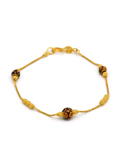 22ct Gold Minakari Ball Ladies Bracelet