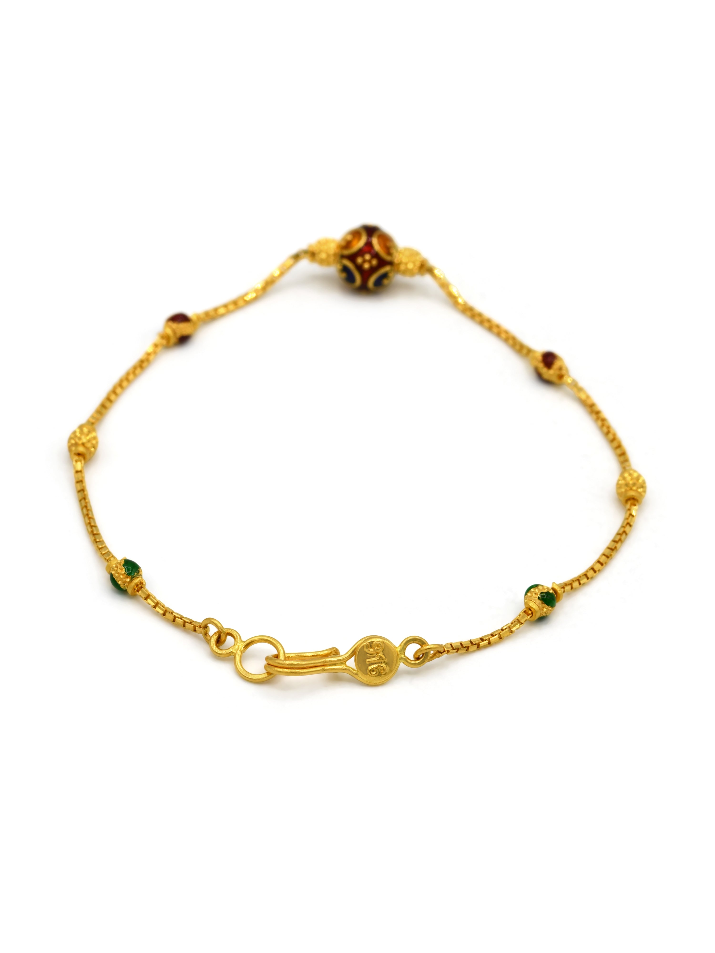 22ct Gold Minakari Ball Ladies Bracelet - Roop Darshan