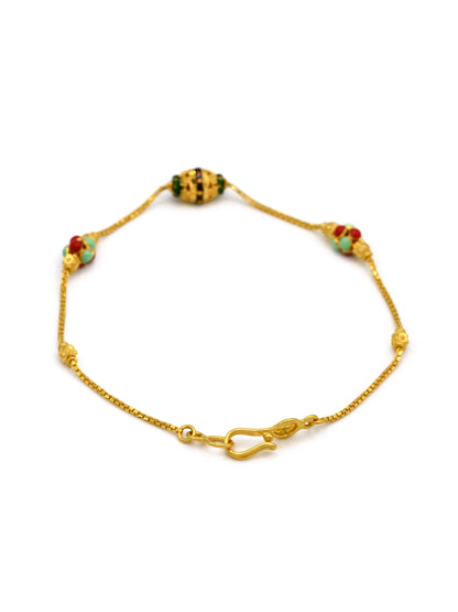 22ct Gold Minakari Ball Ladies Bracelet