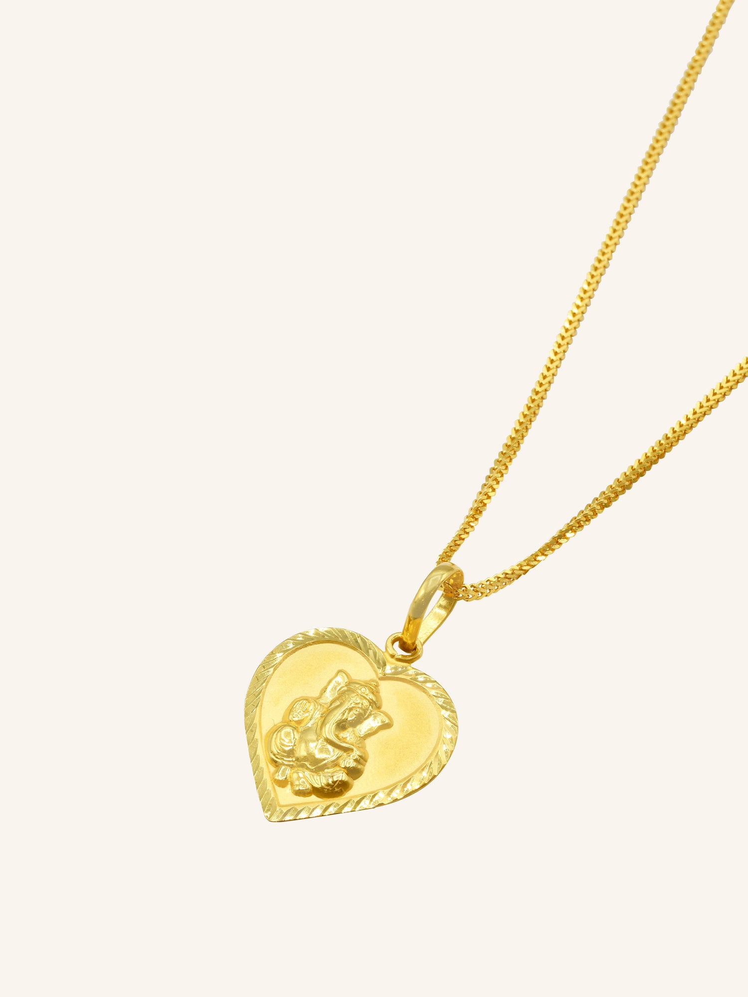 22ct Gold Ganesha Heart Pendant - Roop Darshan