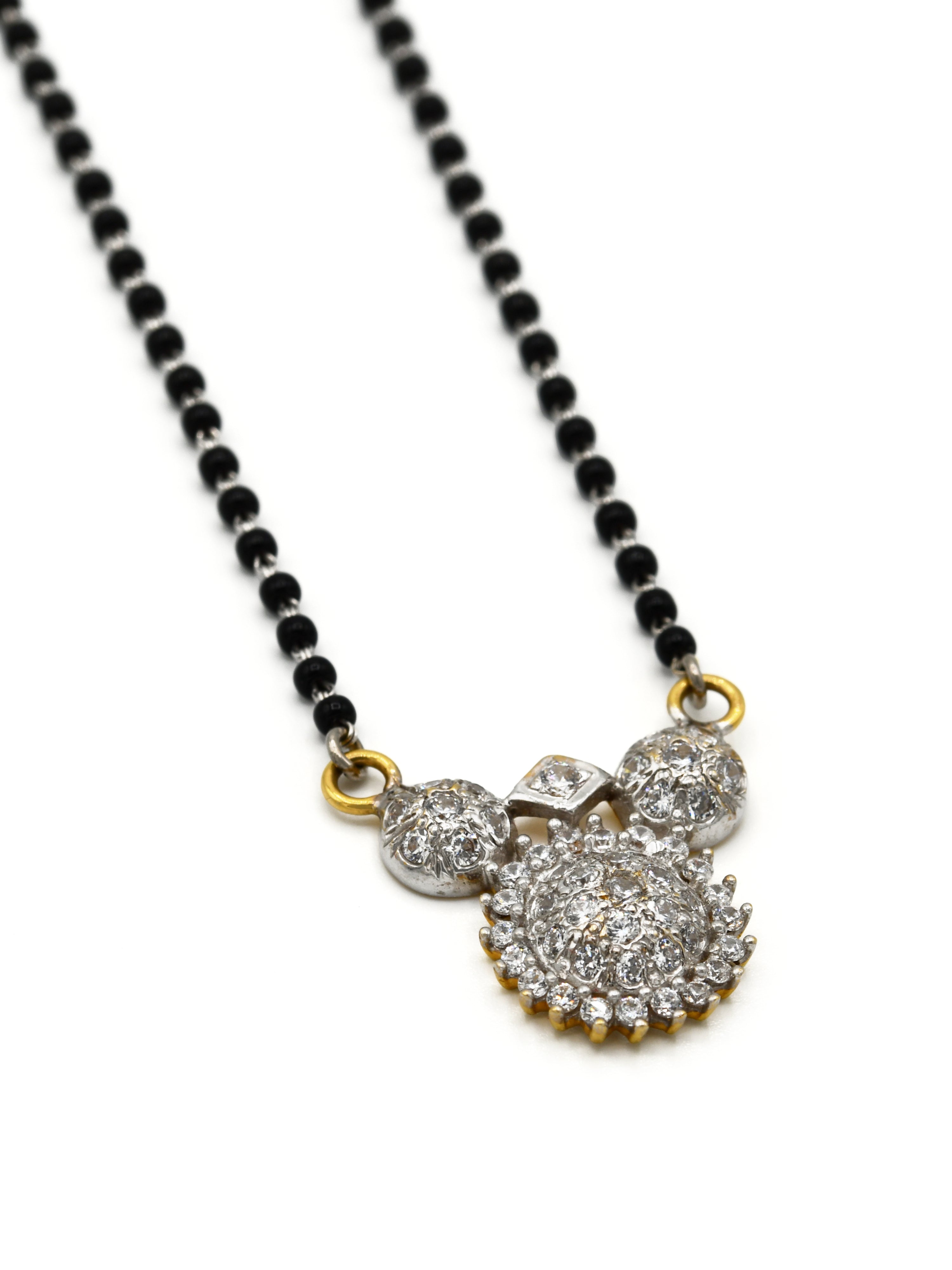 18ct White Gold CZ Mangal Sutra - Roop Darshan